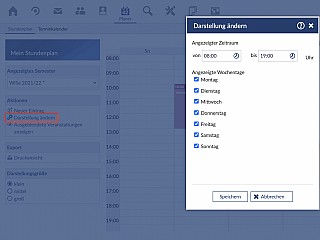 Stundenplan Darstellung